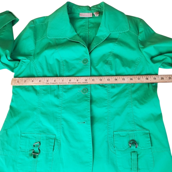 Chico's Green Blazer Lightweight Notched Lapel. 8. B0034 - Picture 7 of 10